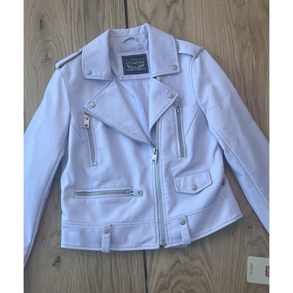 NWT Levi's Women's soft Vegan-Leather Moto Jacket Lavender Size M Biker